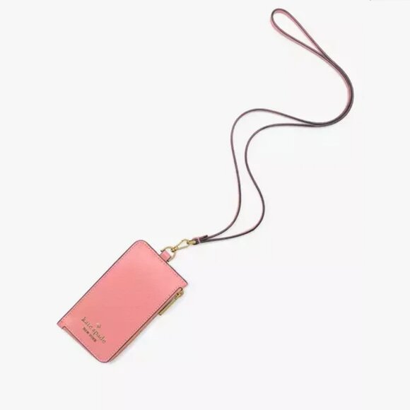 Kate spade Madison Card Case Lanyard Terracotta tile Pink - Picture 2 of 6